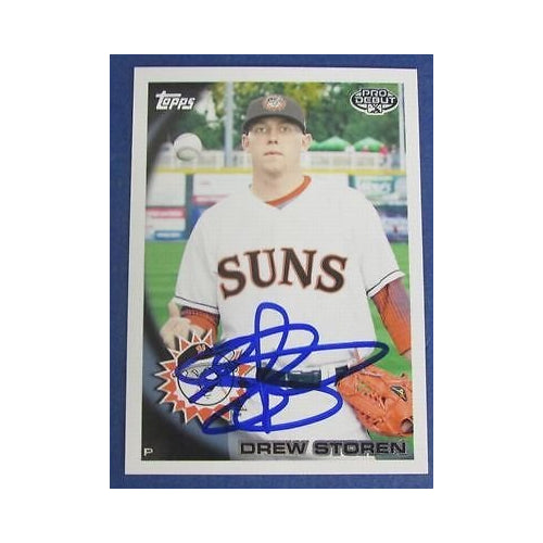 Drew Storen Nationals Autographed/Signed 2010 Topps Pro Debut Baseball Card #164