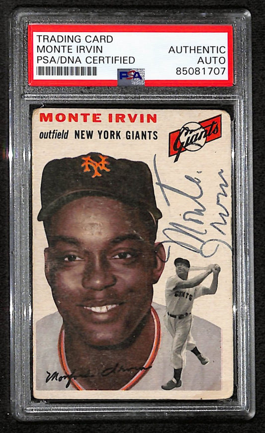 Monte Irwin HOF Signed 1954 Topps Topps Card #3 New York Giants PSA/DNA 184485