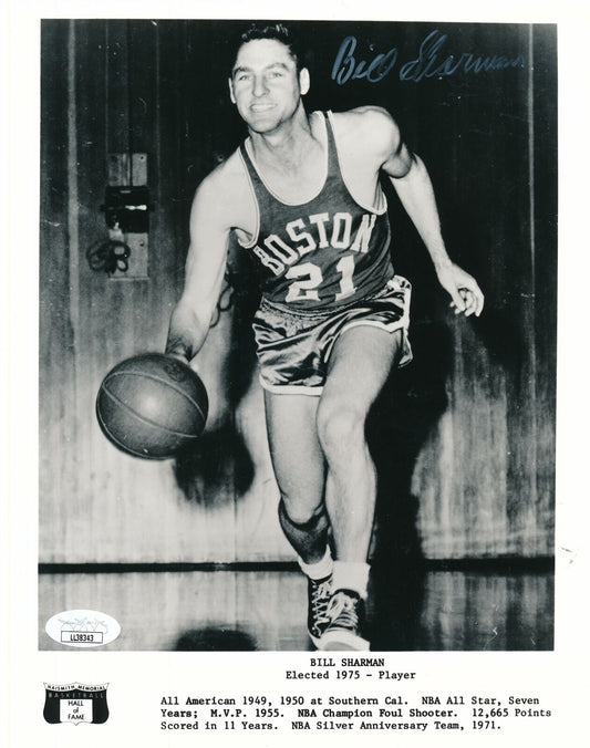Bill Sharman HOF Boston Celtics Signed/Autographed 8x10 B/W Photo JSA 157340