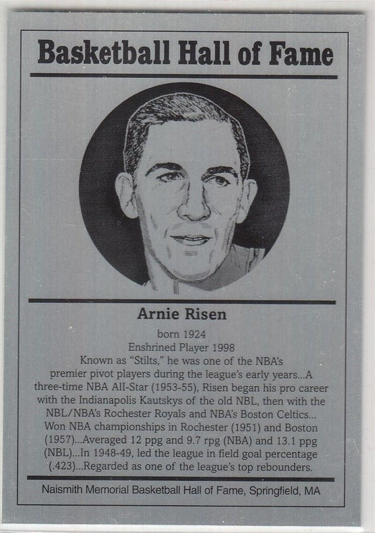 1986-2002 Basketball Hall of Fame Metallic ARNIE RISEN Series 12 128760