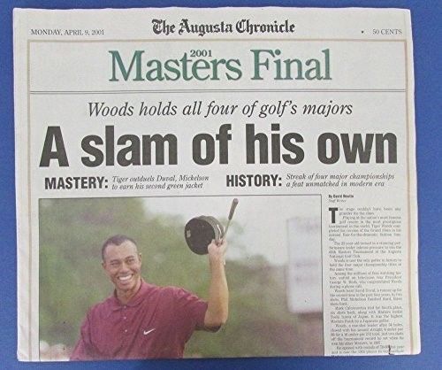 The Augusta Chronicle 4-9-2001 Tiger Woods Grand Slam "A Slam of his Own" 122087