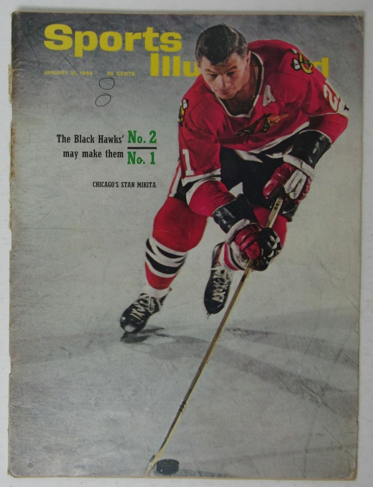 Stan Mikita Chicago Blackhawks 1966 Sports Illustrated 1/31/66 NO LABEL 144899