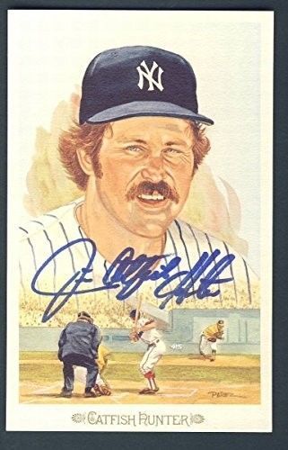 Catfish Hunter Autographed/Signed Perez-Steele Celebration Postcard 124239