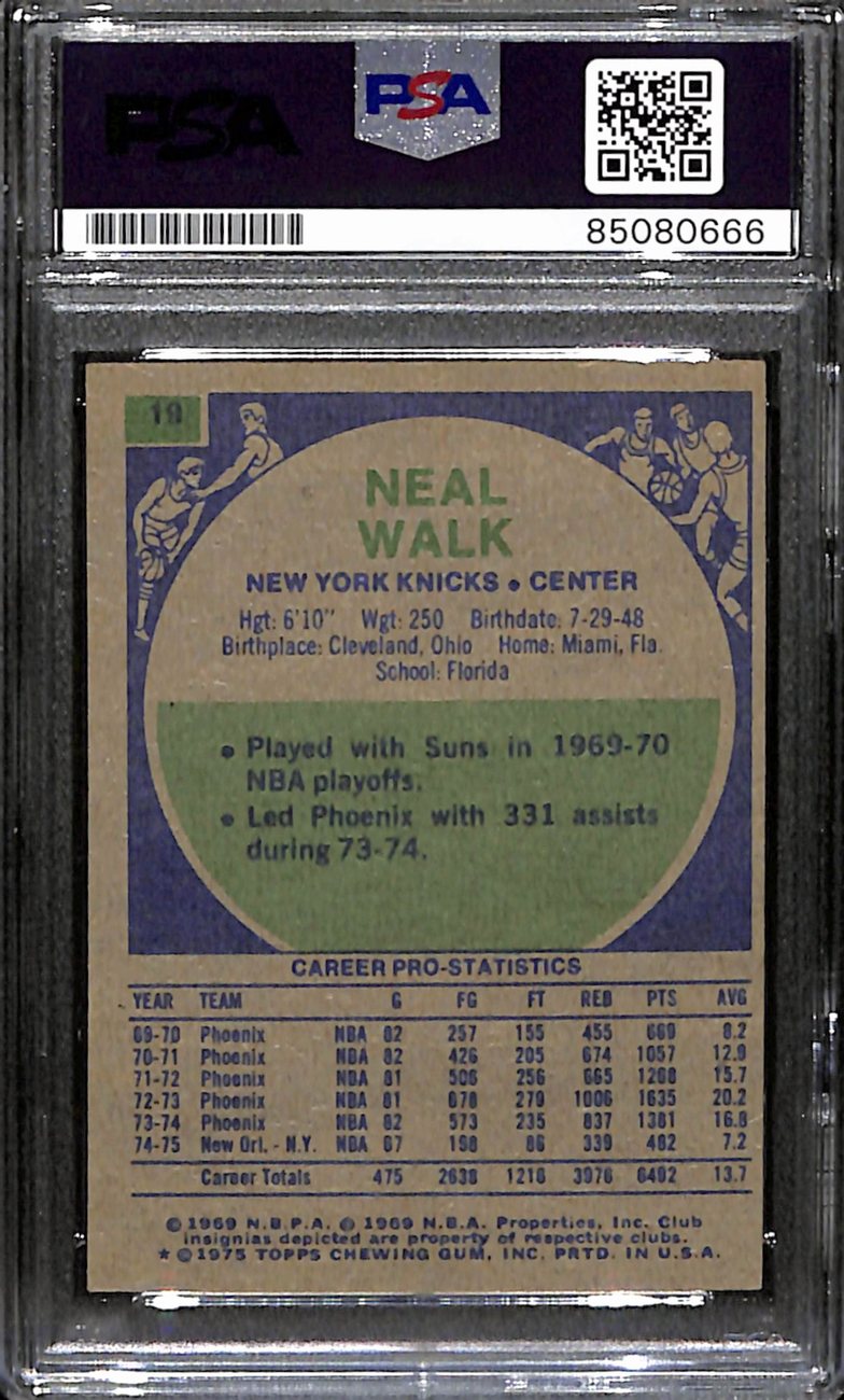 Neal Walk Autographed 1975-76 Topps Card #19 New York Knicks PSA/DNA 184832