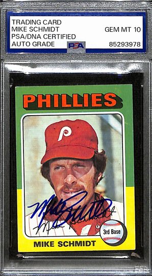1975 Topps Mike Schmidt Phillies #70 Card Signed PSA/DNA GEM MINT 10 187947