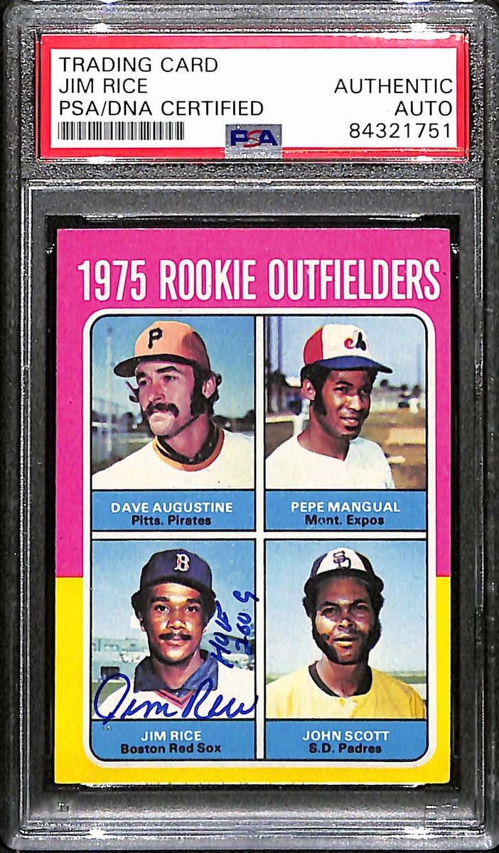 Jim Rice HOF Red Sox Signed/Insc 1975 Topps Rookie Card #616 PSA/DNA 193404