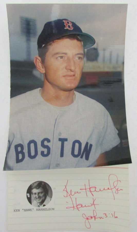 Ken Harrelson 1967 Boston Red Sox Signed 3x5 Index Card with 5x7 Photo 158507