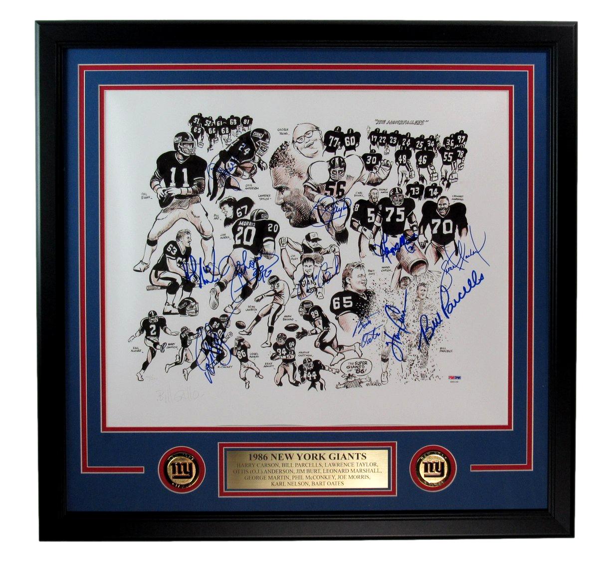 1986 New York Giants Multi-signed by 11 Players 16x20 Poster Framed PSA 190550