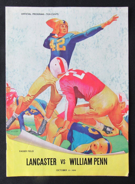 1949 Lancaster vs. William Penn High School Football Game Program 10/08