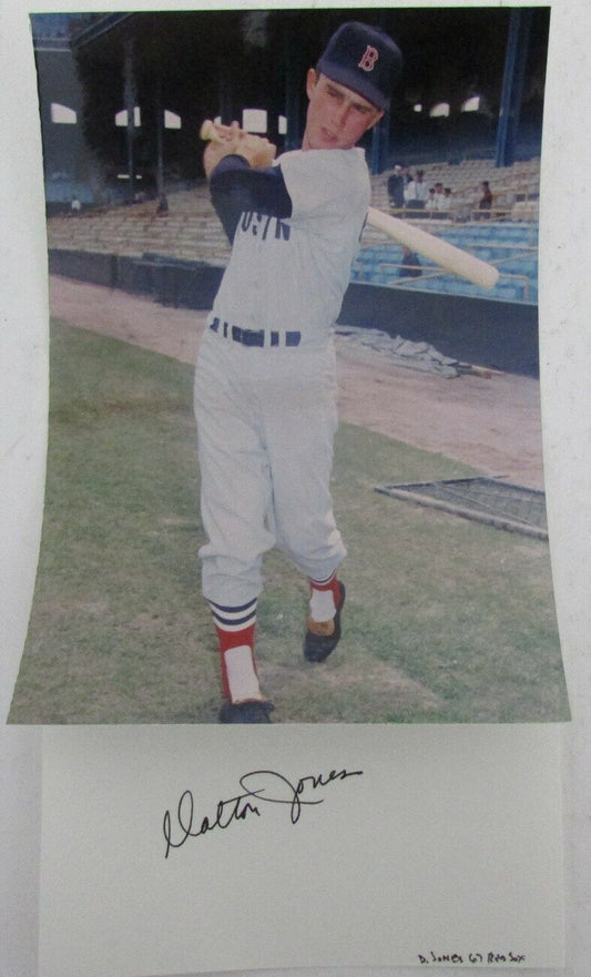 Dalton Jones 1967 Boston Red Sox Signed 3x5 Index Card with 5x7  Photo 158533