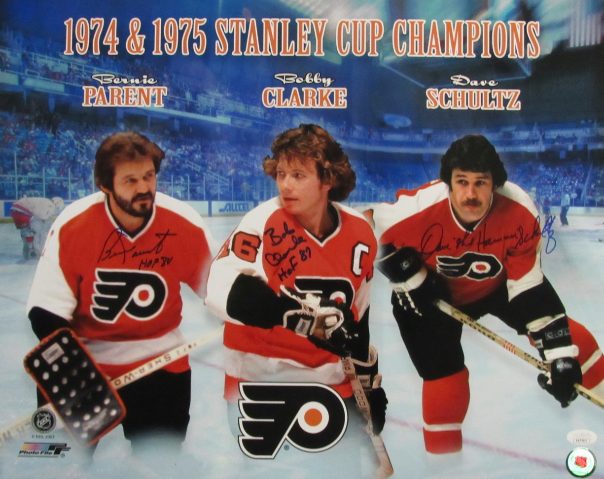 Parent/Clarke/Schultz HOFers Multi-Signed/Inscr 16x20 Photo Flyers JSA 191987