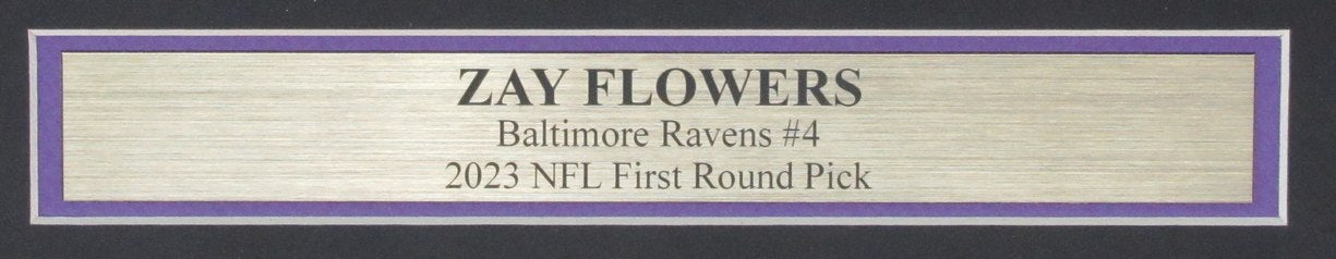 Zay Flowers Signed 16x20 Photo Baltimore Ravens Framed Beckett 186171