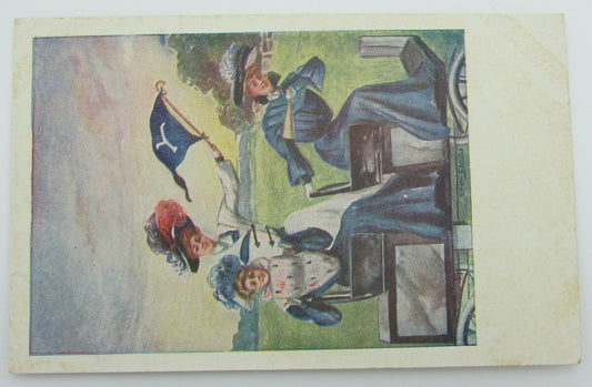 Vintage Postcard with Yale female students in an antique car 140039