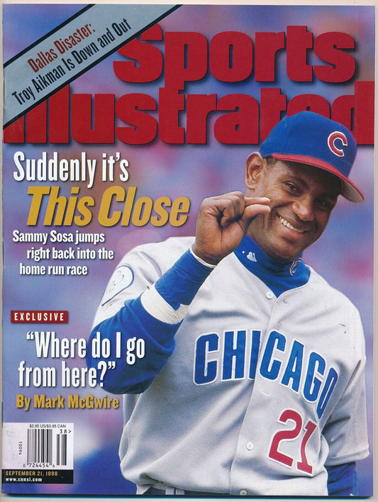 September 21, 1998 Sammy Sosa Sports Illustrated NO LABEL Newsstand Cubs