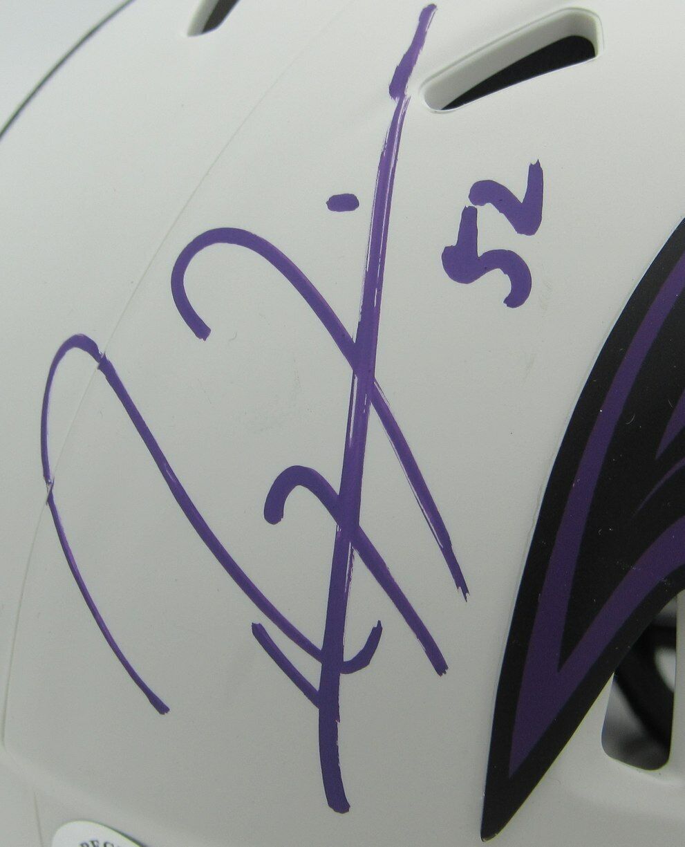 Ray Lewis HOF Signed/Auto Ravens Lunar Mini Football Helmet Beckett 166578