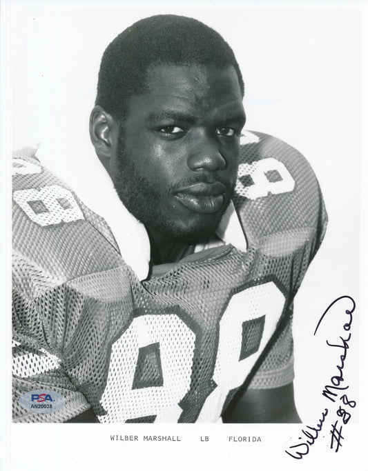 Wilber Marshall Signed/Auto 8x10 Photo University of Florida PSA/DNA 188166