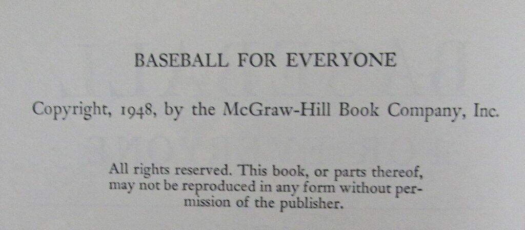 "Baseball For Everyone" 1st Edition 1948 Book by Joe DiMaggio 181422