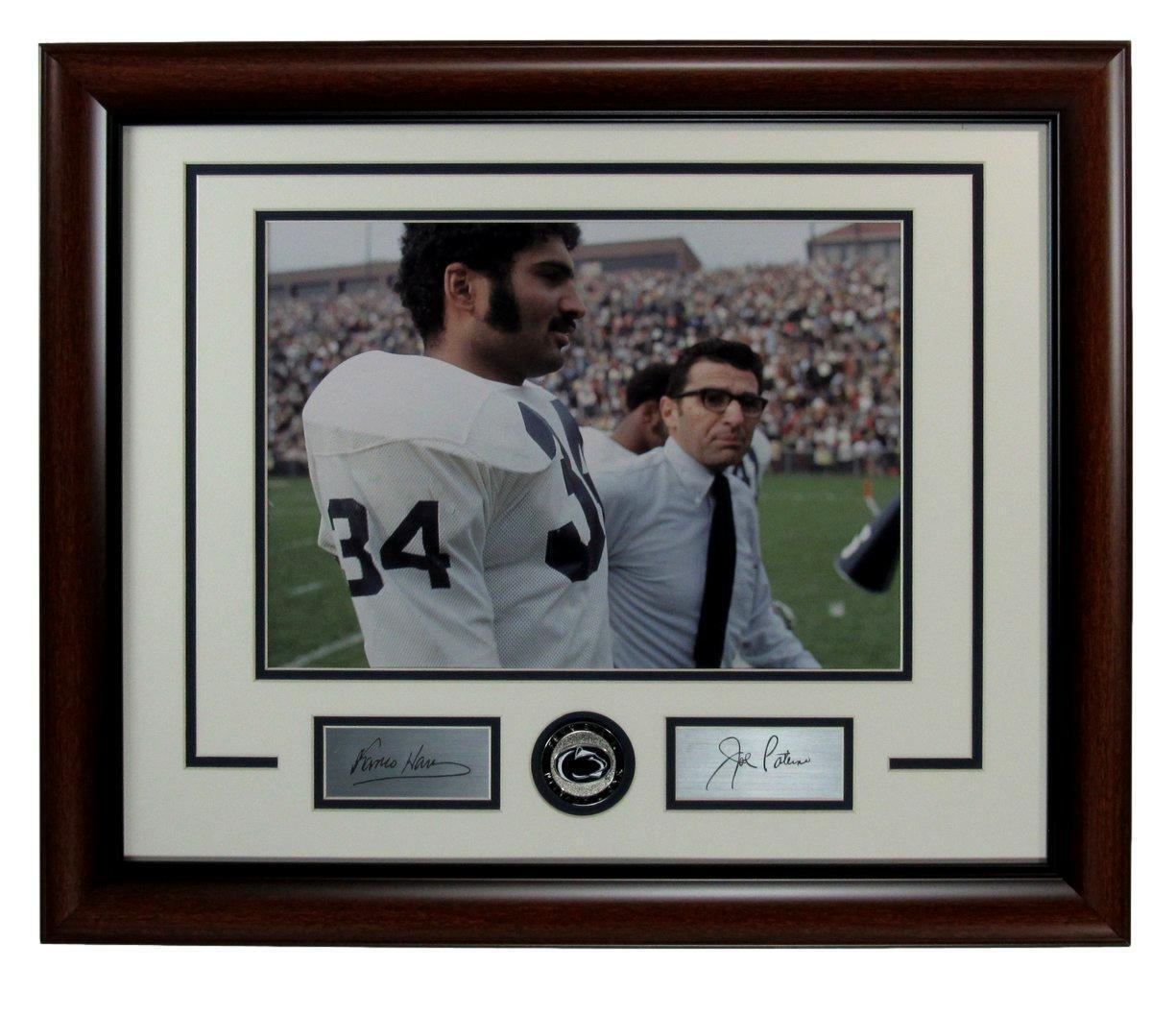 Franco Harris/Joe Paterno Laser-Autographed 11x14 Photo Penn State Framed 176231