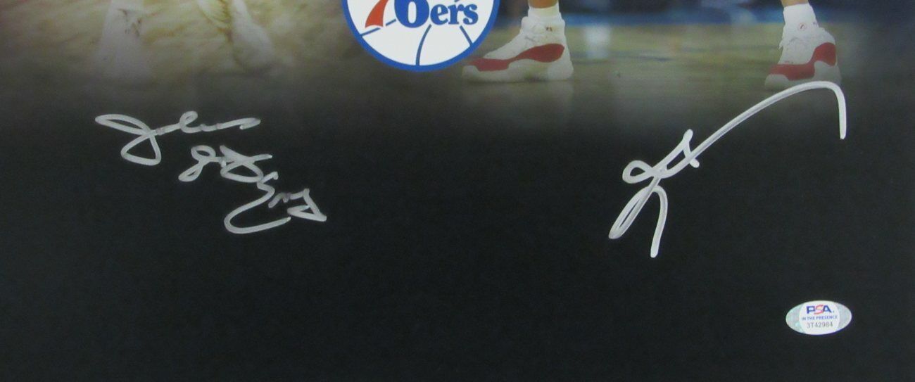 Julius Erving/Allen Iverson HOF 76ers Dual-Signed 16x20 Photo PSA/DNA 167253
