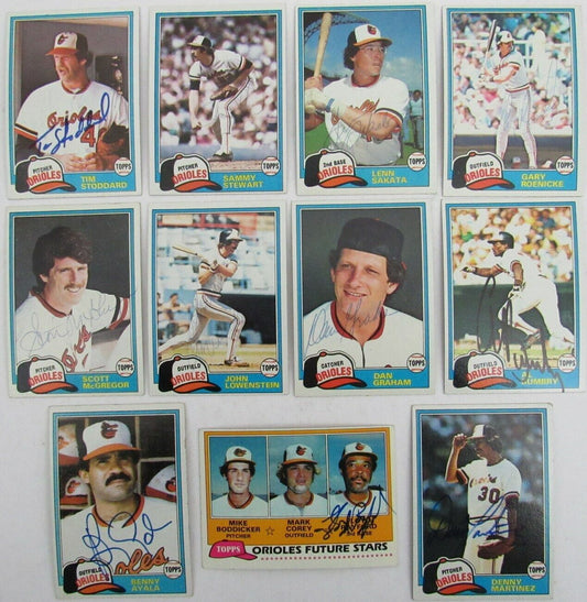 Lot of 11 Baltimore Orioles Signed/Autographed 1981 TOPPS Trading Cards 165583