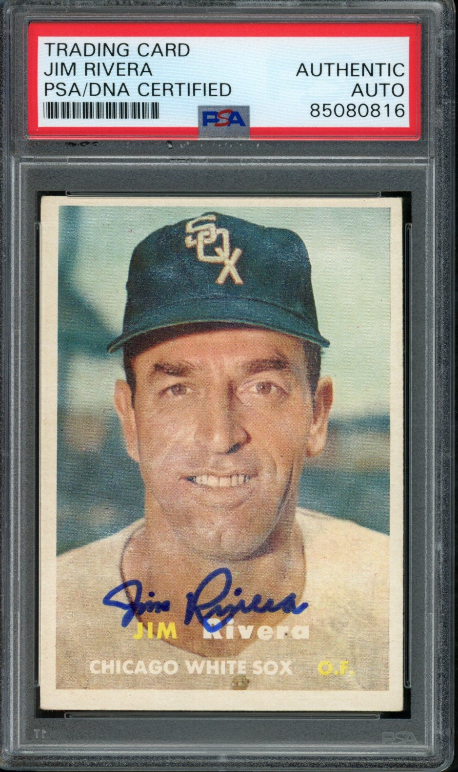 1957 TOPPS Jim Rivera #107 Auth Card Signed Chicago White Sox PSA/DNA 184124