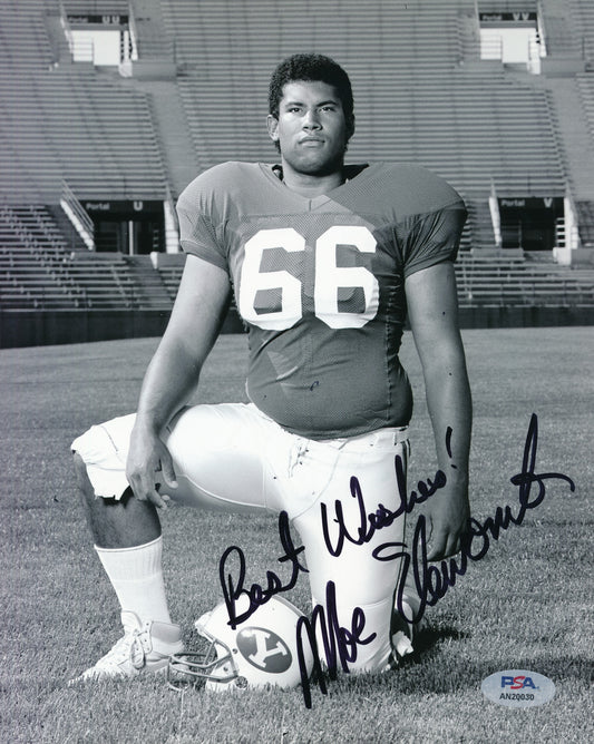 Moe Elewonibi Signed/Inscribed 8x10 Photo BYU PSA/DNA 188164