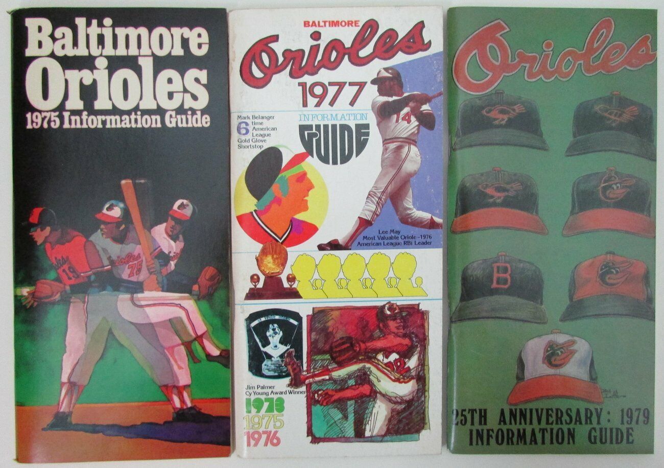 Lot of 3 Baltimore Orioles Media/Press Guides 1975,1977, and 1979 155206