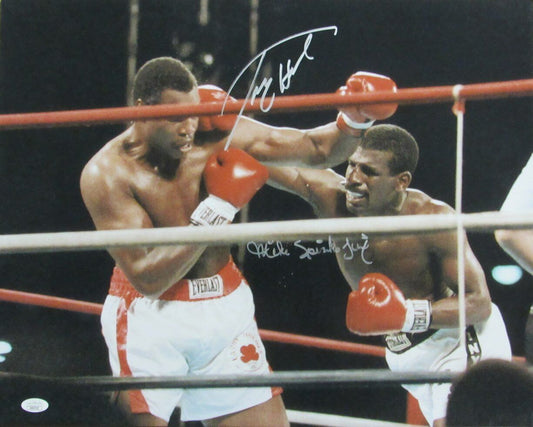 Larry Holmes/Michael Spinks Boxers Dual-Signed/Auto 16x20 Photo JSA 161830