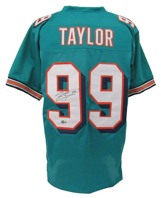 Jason Taylor Signed/Autographed Dolphins Aqua Custom Jersey Beckett 159712