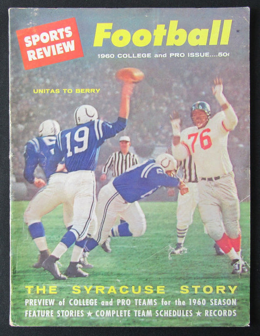 1960 Sports Review Football Magazine College and Pro Issue Unitas Cover 190405