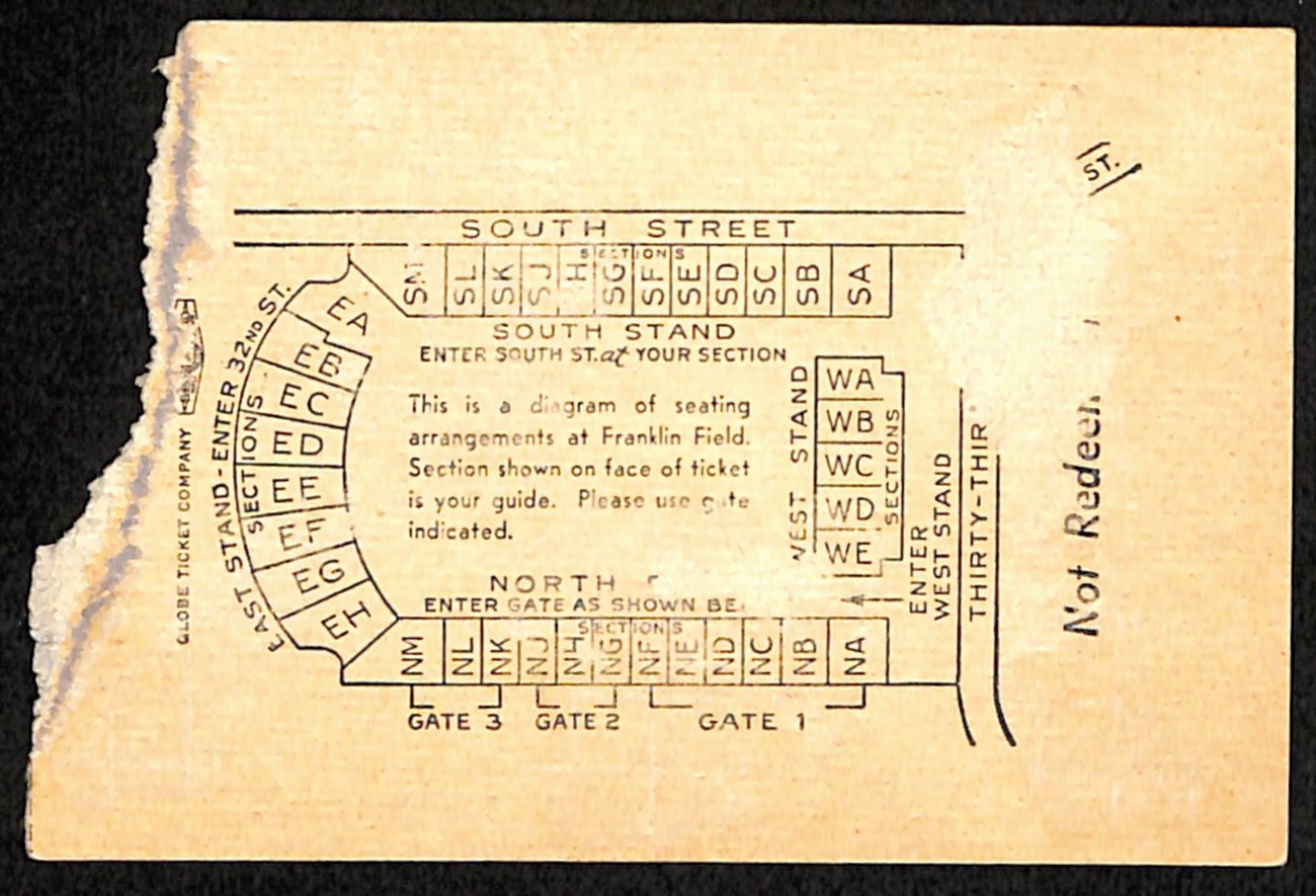 November 8, 1952 Georgia vs Penn College Football Game Ticket Stub 189882