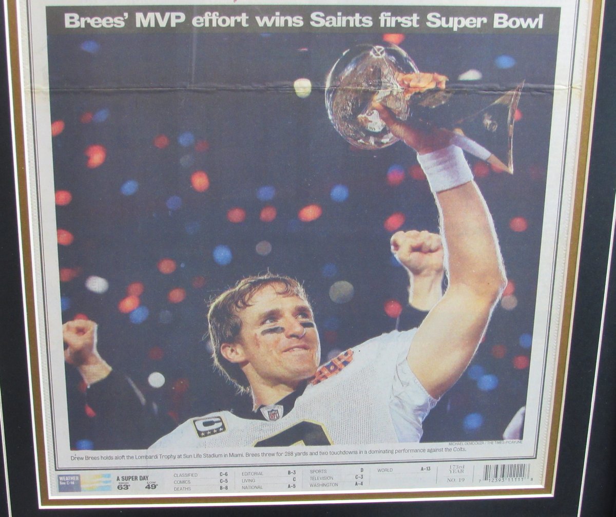 The Times Picayune Newspaper Saints Super Bowl XLIV Champs Framed 136614