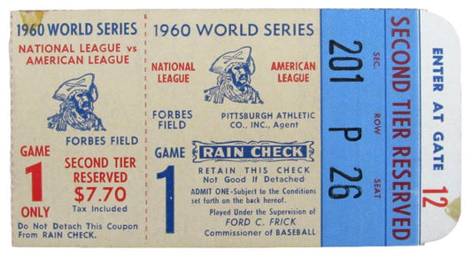 1960 World Series Game 1 Ticket Stub Pirates/Yankee Clemente/Maris Debut 185001