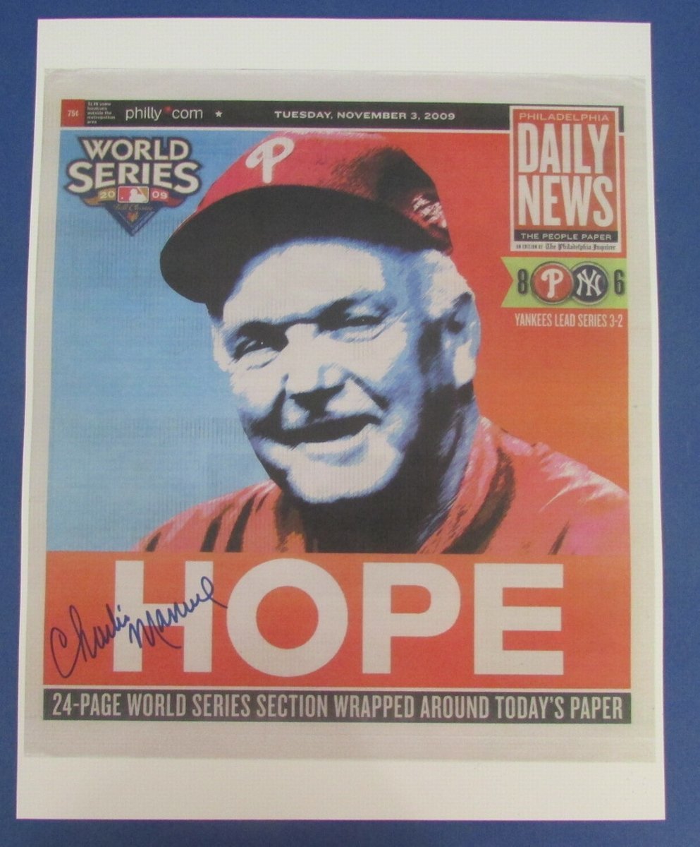 Charlie Manuel Phillies Signed 11X14 Daily News Print 11-3-2009 123182