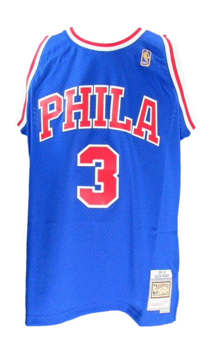 Allen Iverson HOF Autographed Royal Mitchell & Ness Jersey 76ers JSA 181846