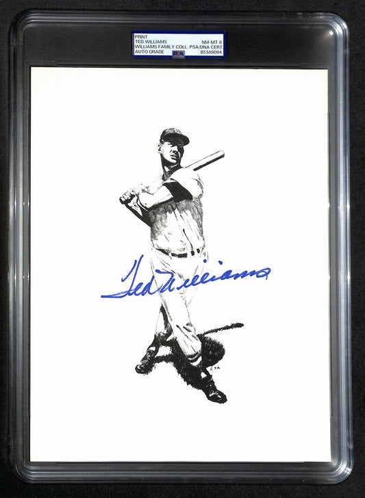 Ted Williams Signed/Auto 8x10 Photo/Print Red Sox PSA/DNA Slabbed 193018