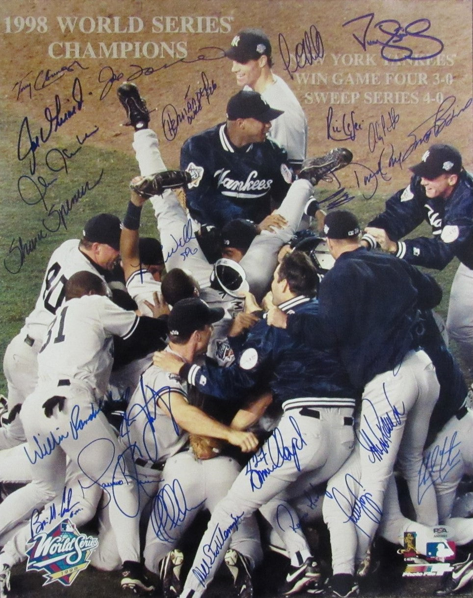 1998 World Series Champs New York Yankees Team Signed 16x20 Photo PSA/DNA 191584