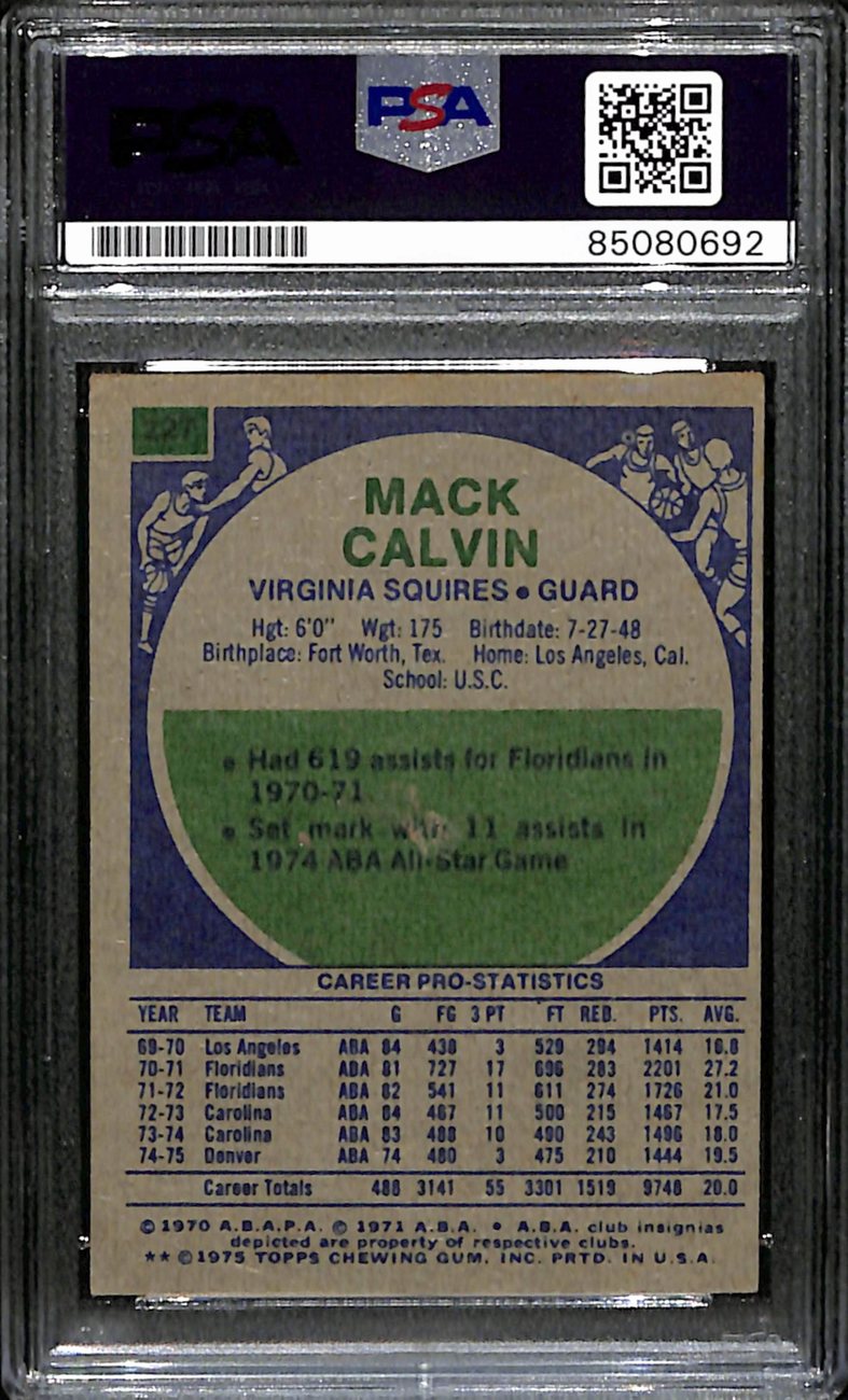 Mack Calvin Autographed 1975-76 Topps Card #227 Denver Nuggets PSA/DNA 184840