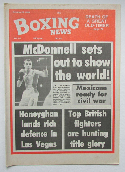 October 28, 1988 Boxing News Magazine Jim McDonnell