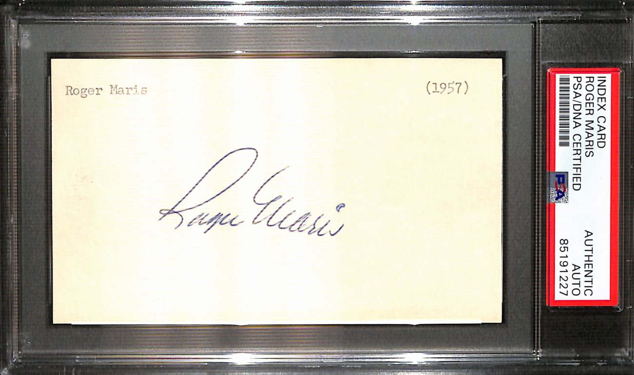 Roger Maris Signed/Auto 3x5 Index Card New York Yankees PSA/DNA 187227