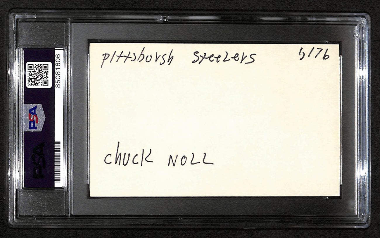 Chuck Noll HOF Signed 3x5 Index Card Pittsburgh Steelers PSA/DNA 184210