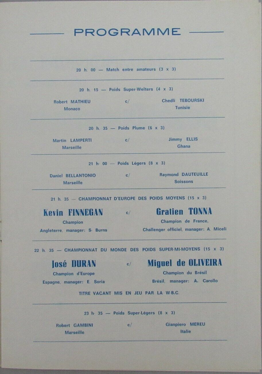 Jose Duran vs. Miguel de Oliveira May 7, 1975 Boxing Program 162746