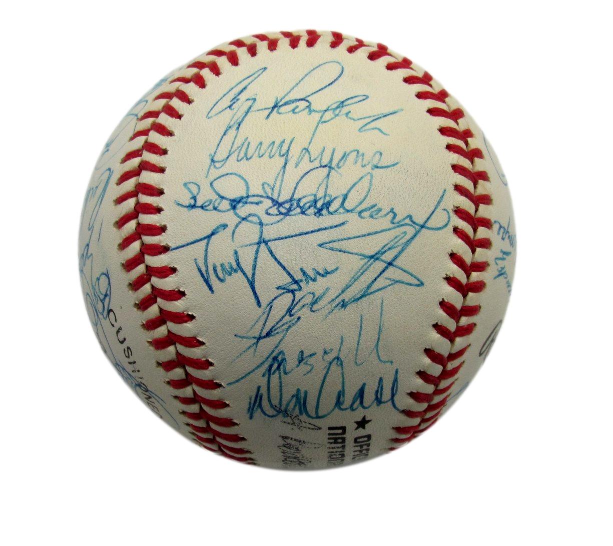 1989 Mets Team Signed by 29 Players ONL Baseball Johnson Carter (HOF) 187269