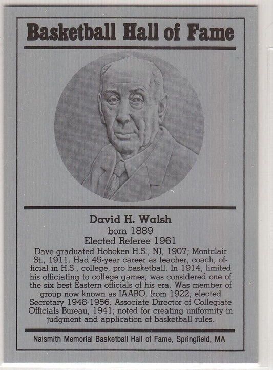 1986-2002 Basketball Hall of Fame Metallic DAVID H. WALSH Series 12 128780