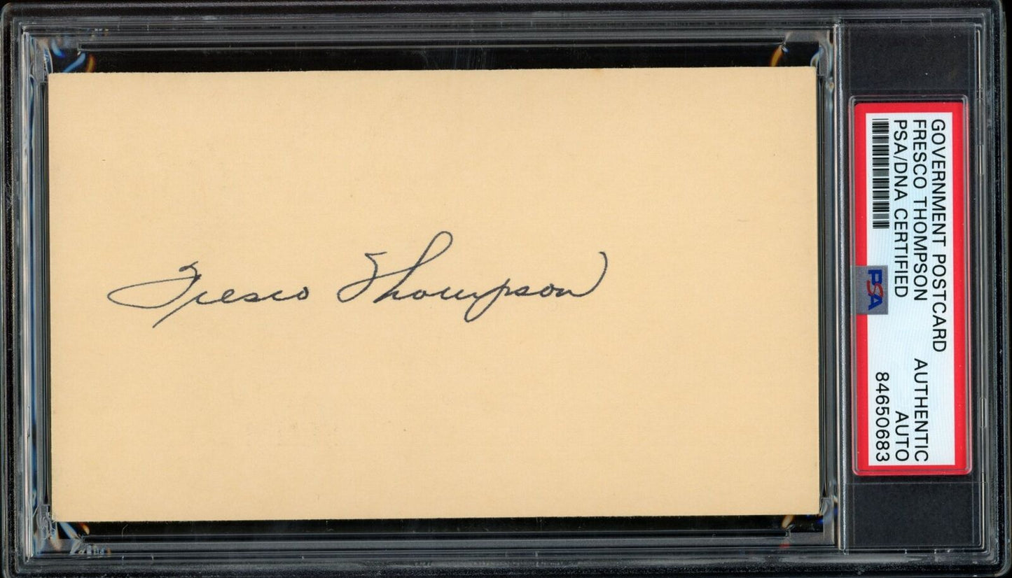 Fresco Thompson Autographed GPC Government Postcard Brooklyn Dodgers PSA/DNA