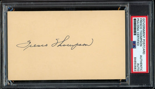 Fresco Thompson Autographed GPC Government Postcard Brooklyn Dodgers PSA/DNA