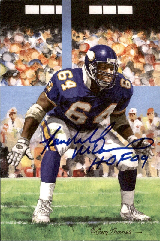 Randall McDaniel HOF Autographed Goal Line Art GLAC Postcard Vikings JSA