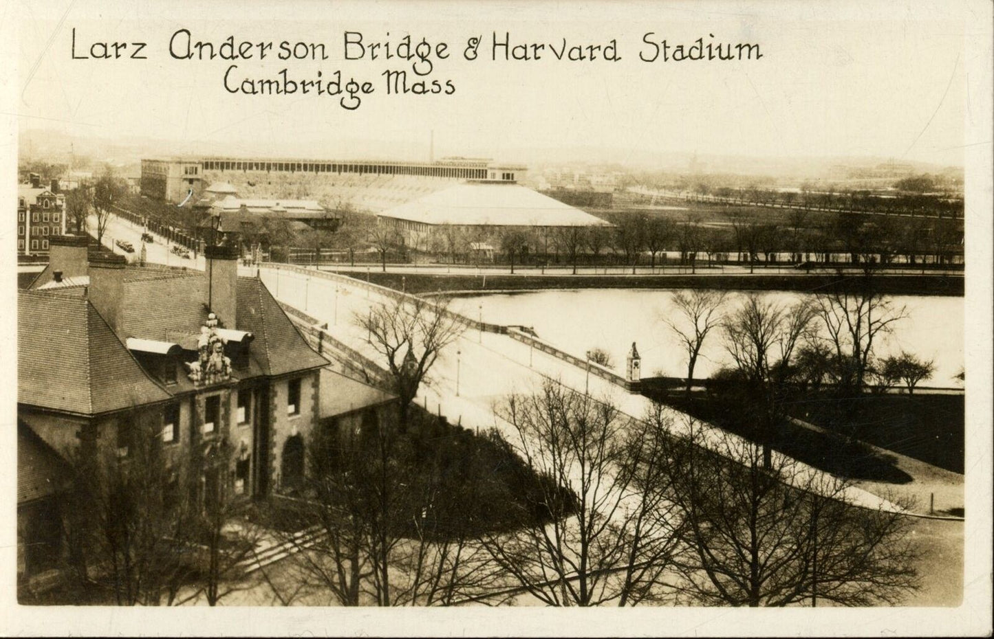 1915 Postcard Larz Anderson Bridge Harvard Stadium, Cambridge, Mass. 176199