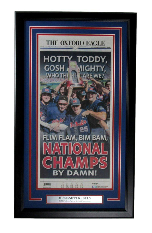 Mississippi Rebels The Oxford Eagle Newspaper 2022 College WS Champs Framed