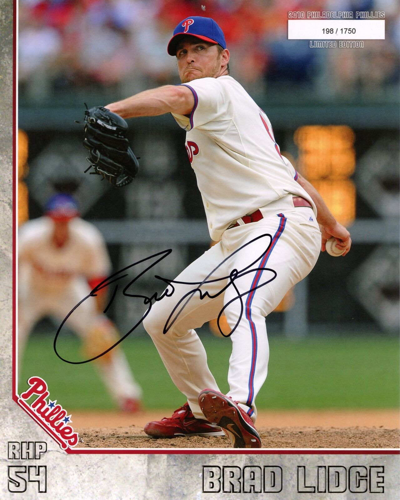 Brad Lidge Autographed 2010 8x10 Phillies Phan Photo